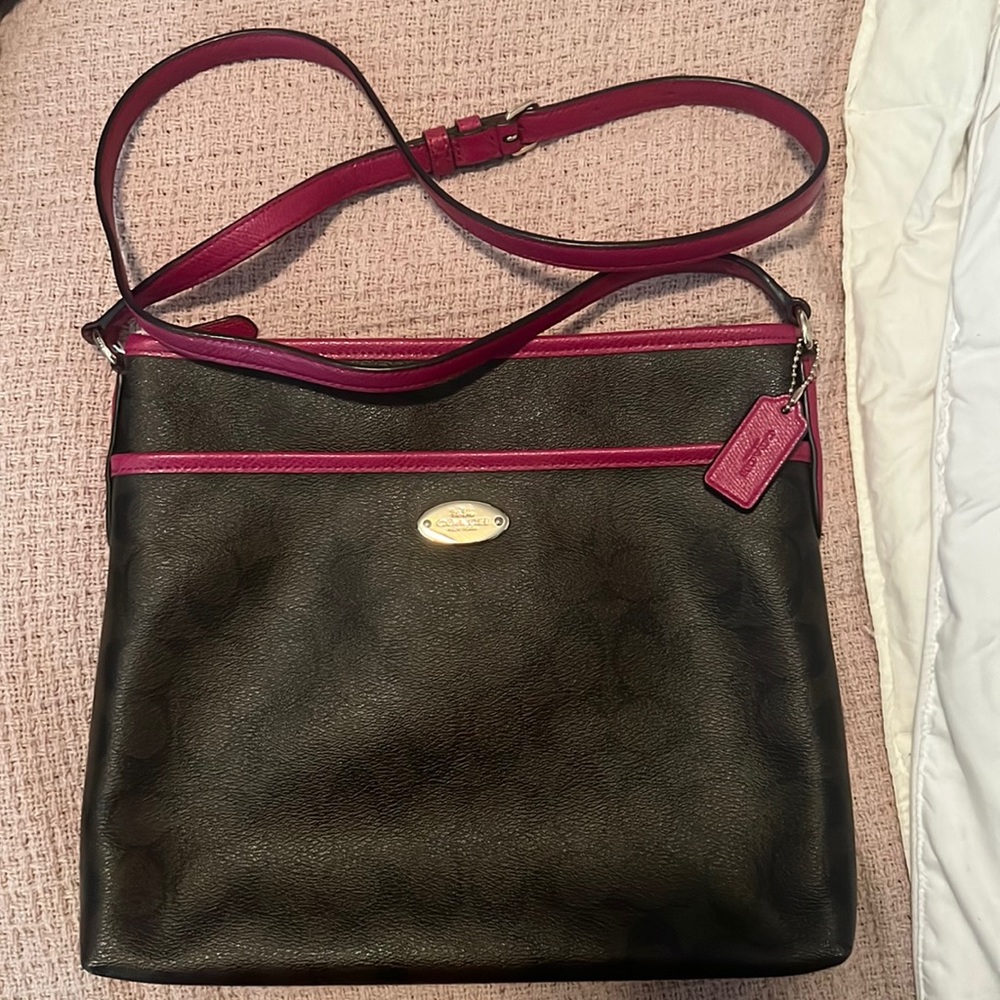 Coach file bag Brown/Raspberry